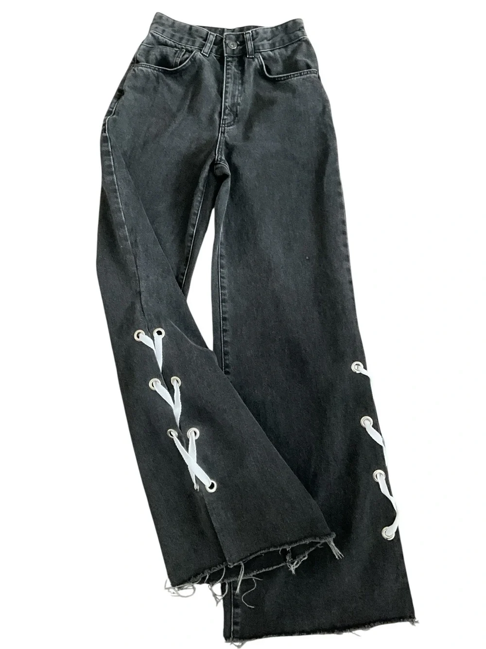 The Ragged Priest Flare Leg Jeans with Lace Up Detail